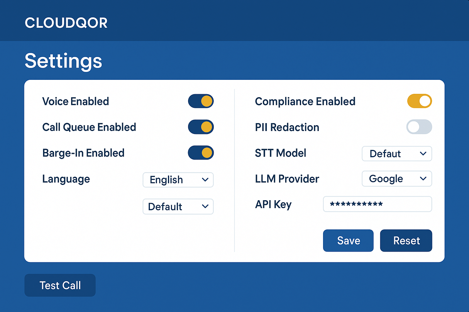 AI Contact Center UI